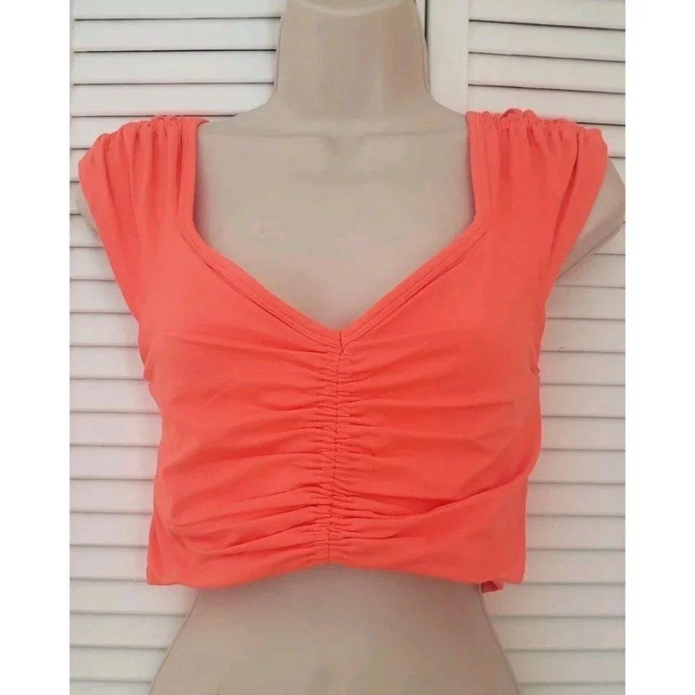 NEW FREE PEOPLE MOVEMENT BREATHE DEEPER CROP TANK BLOOD ORANGE MEDIUM - Picture 3 of 9